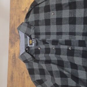 Lee Black and Gray Plaid Shirt-M